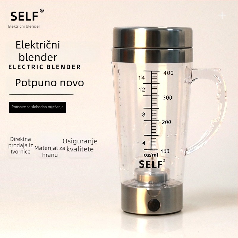 Šejker za proteine s USB punjenjem, automatski električni mikser sa ugrađenom skalom