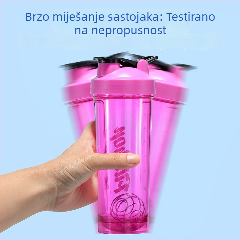 Plastična šejker čaša s mernom skalom, prijenosna posuda za proteinski šejk i milkshake