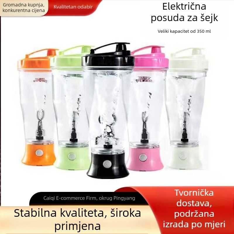 Električna miješalica za napitke, 350 ml, veliki kapacitet, za proteinski prah i kakao prah, šejk čaša
