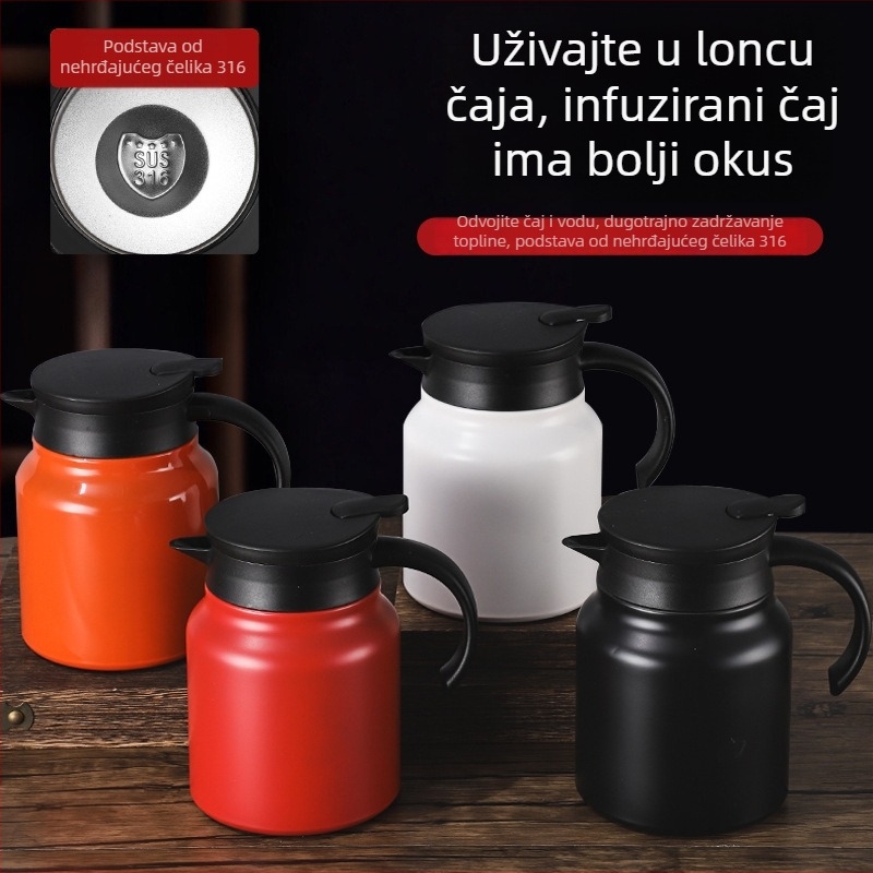 Izolirani čajnik od nehrđajućeg čelika, velikog kapaciteta, prenosiv za čaj i kavu, za kuću i ured