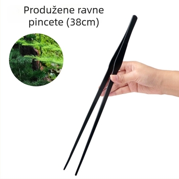 Cross set alata za čišćenje akvarija: produžene nehrđajuće čelične škare za vodene biljke, crne pincete, usisni uređaj i skup alata za akvarij