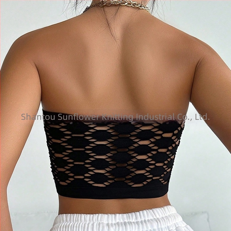 Ženski jednostavni jednobojni tube top, bez naramenica, prozračan i udoban