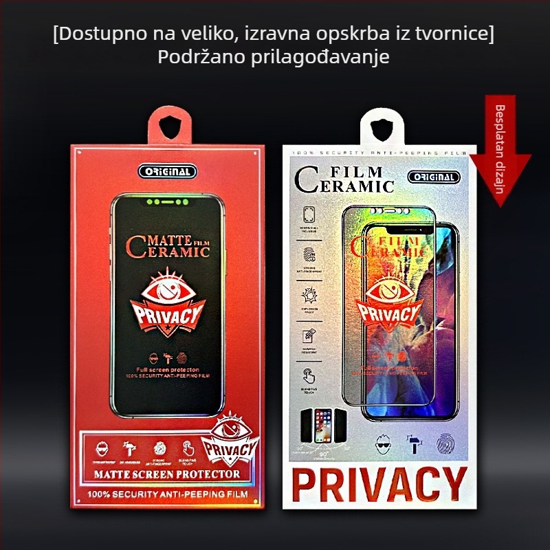 Kutija za ambalažu zaštitnog filma za privatnost za iPhone 15, 6,7 inča keramički zaštitnik zaslona