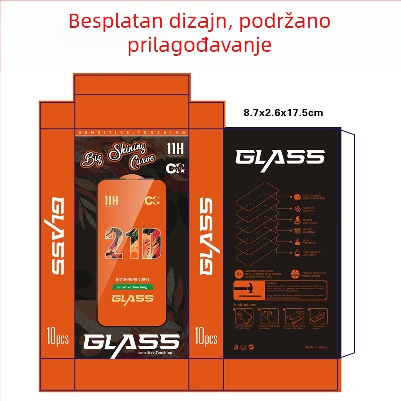 Kutija za pakiranje zaštitnog stakla za iPhone, 10 kom, 3D svjetleći film s zaštitom privatnosti, 21D zvjezdani dizajn, univerzalna kompatibilnost