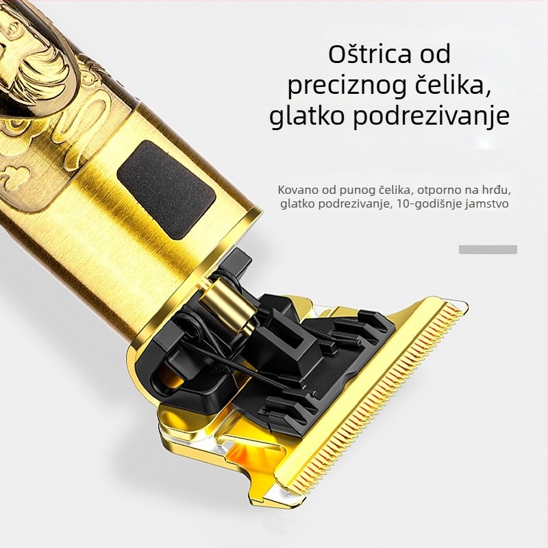 Električni šišač za kosu s aluminijskim kućištem, za kućnu upotrebu, punjiv, s digitalnim zaslonom
