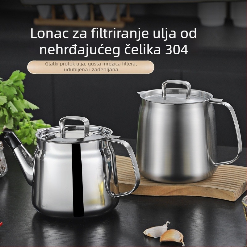 Izuzetno debeli lonac za filtriranje ulja od 304 nehrđajućeg čelika, posuda velike kapacitete za skladištenje ulja u kuhinji, separatori ulja za prženje s mrežicom za filtriranje