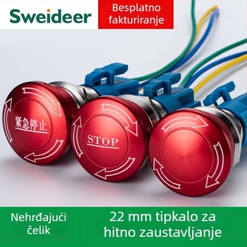 Sweideer 22 mm gumb za nužno zaustavljanje – nehrđajući čelik, metalni prekidač s čipkastom glavom, gumb lifta