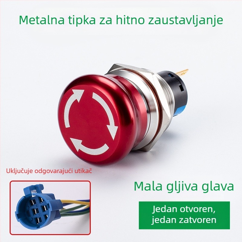 Sweideer 22 mm gumb za nužno zaustavljanje – nehrđajući čelik, metalni prekidač s čipkastom glavom, gumb lifta
