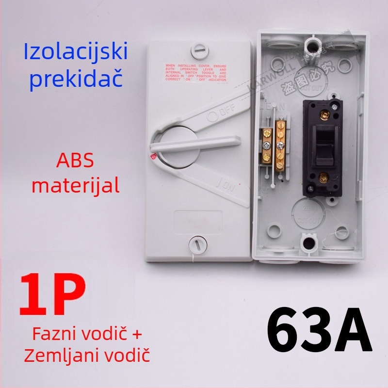 UKF vodootporni izolacijski prekidač za opterećenje 220/380V, vanjski kišom otporan okretni prekidač 234P20/35/63A izlaz