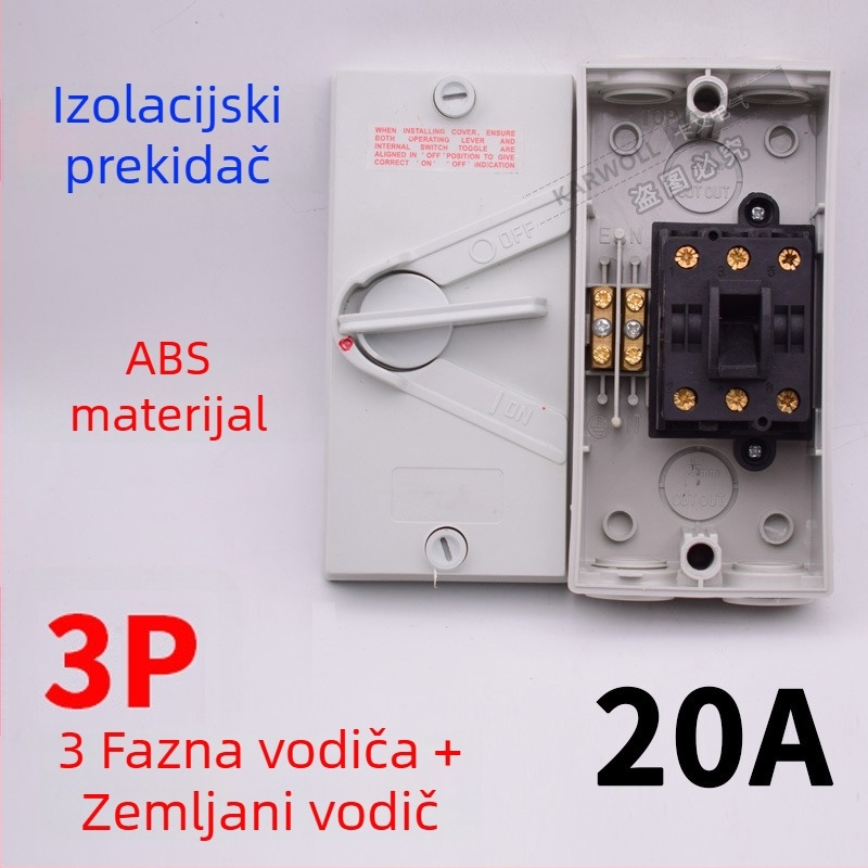UKF vodootporni izolacijski prekidač za opterećenje 220/380V, vanjski kišom otporan okretni prekidač 234P20/35/63A izlaz