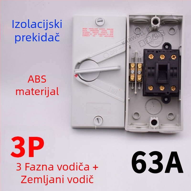 UKF vodootporni izolacijski prekidač za opterećenje 220/380V, vanjski kišom otporan okretni prekidač 234P20/35/63A izlaz