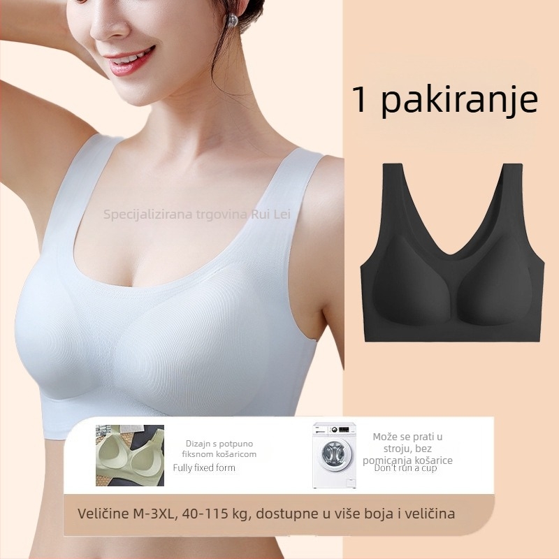 Ženski sportski grudnjak za male grudi, bez žice, oblike 3/4 košarica, integrirani top, fiksne košarice, prozračna potpora leđa