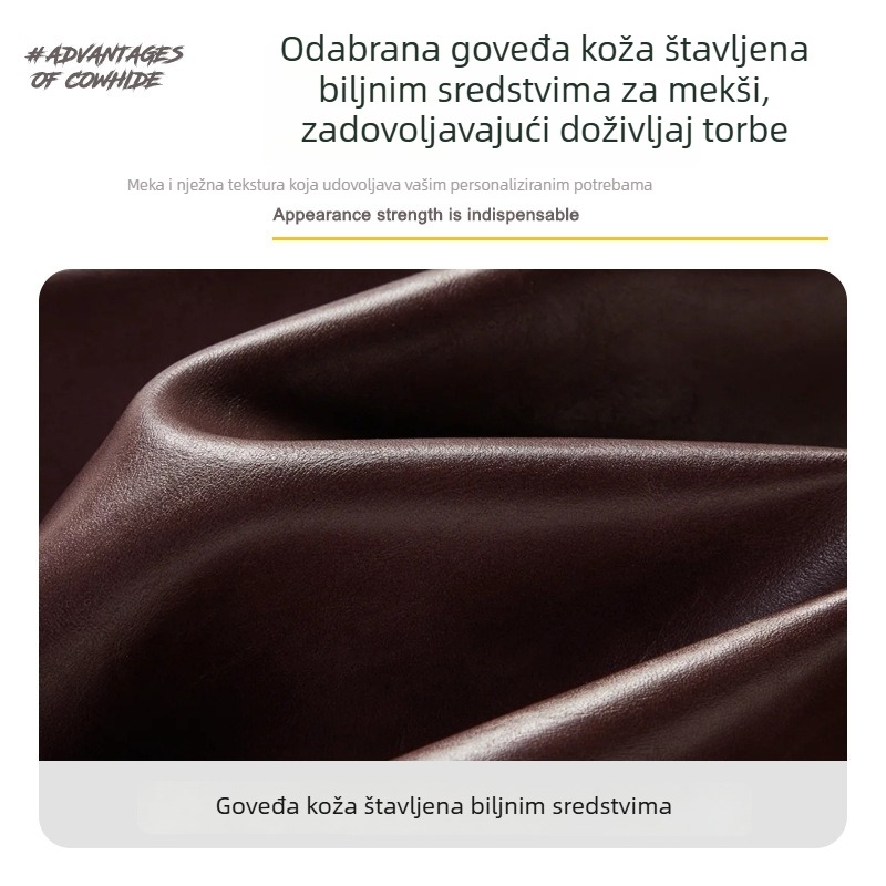 Ženska torba od prave kože, luksuzna crossbody torba s preklopom, retro prvog sloja teleće kože, nišni dizajn za svakodnevnu upotrebu