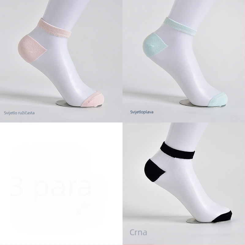 Ženske kratke čarape od staklene svile, ljeto, prozračne, japanski stil, boje bombona