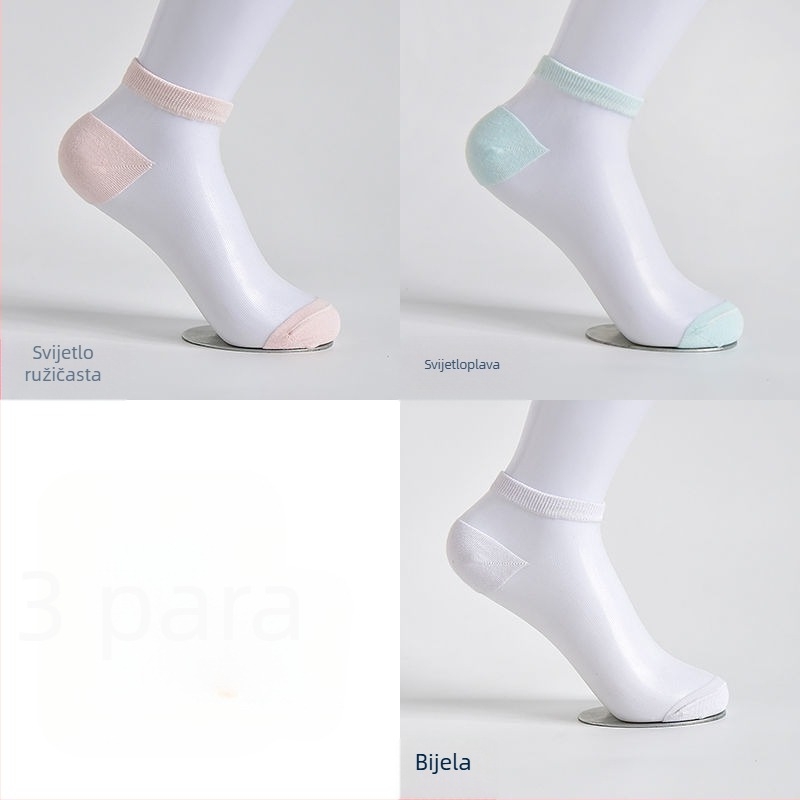 Ženske kratke čarape od staklene svile, ljeto, prozračne, japanski stil, boje bombona