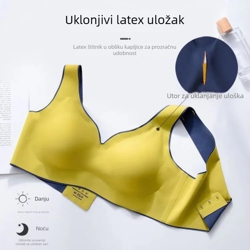 Bezšivni sportski grudnjak, kontrastna boja na leđima, udoban push-up, vest-stil s tri reda kopči na leđima, za žene