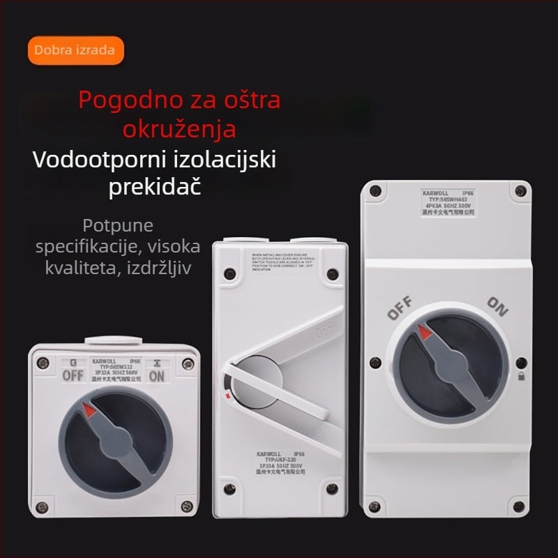 1/2/3/4P vodootporan izolacijski prekidač, trofazni industrijski vanjski rotacijski prekidač opterećenja, UKF serija, 20/35/63A