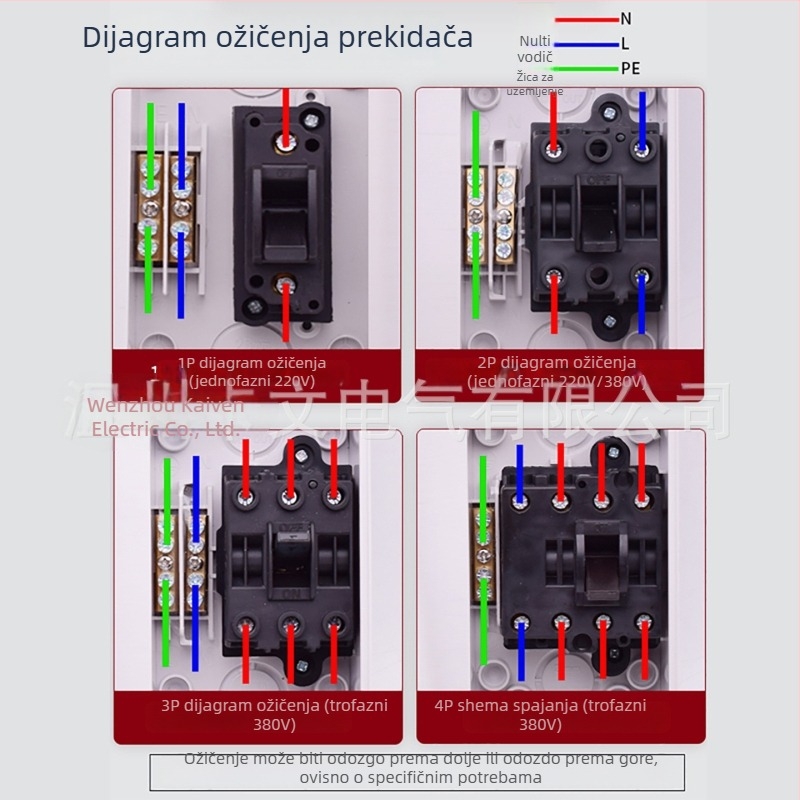 1/2/3/4P vodootporan izolacijski prekidač, trofazni industrijski vanjski rotacijski prekidač opterećenja, UKF serija, 20/35/63A