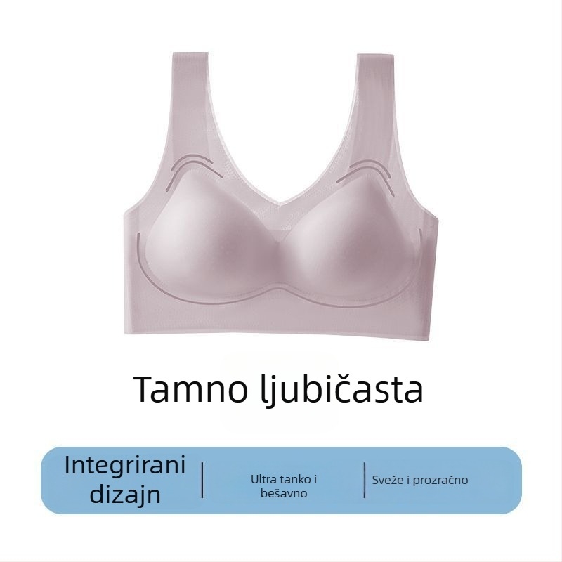 Bešivni bežični top-bra za male grudi, push-up, tanak i prozračan, košarice ostaju na mjestu, strojno pranje, stil: top majica/korejski stil