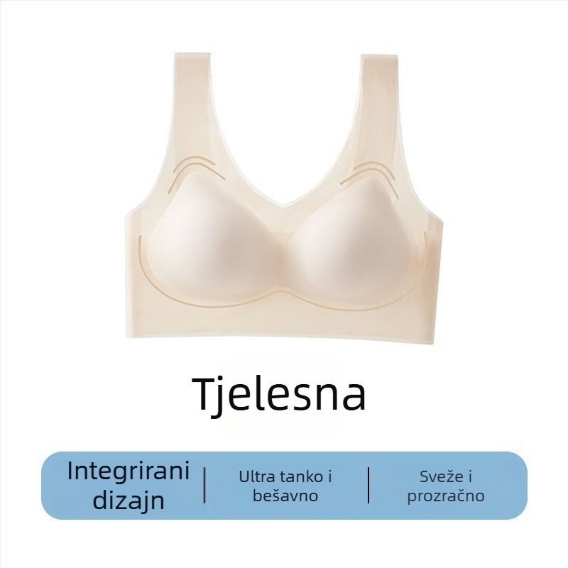 Bešivni bežični top-bra za male grudi, push-up, tanak i prozračan, košarice ostaju na mjestu, strojno pranje, stil: top majica/korejski stil