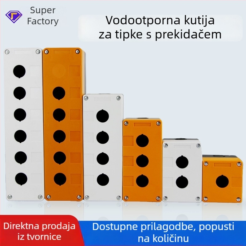 BX1 Kutija za upravljanje gumbom — Vodootporna kutija za industrijsku upotrebu, 22 mm, gumb za hitno zaustavljanje, otporna na prašinu, kutija prekidača s 12345 otvorima