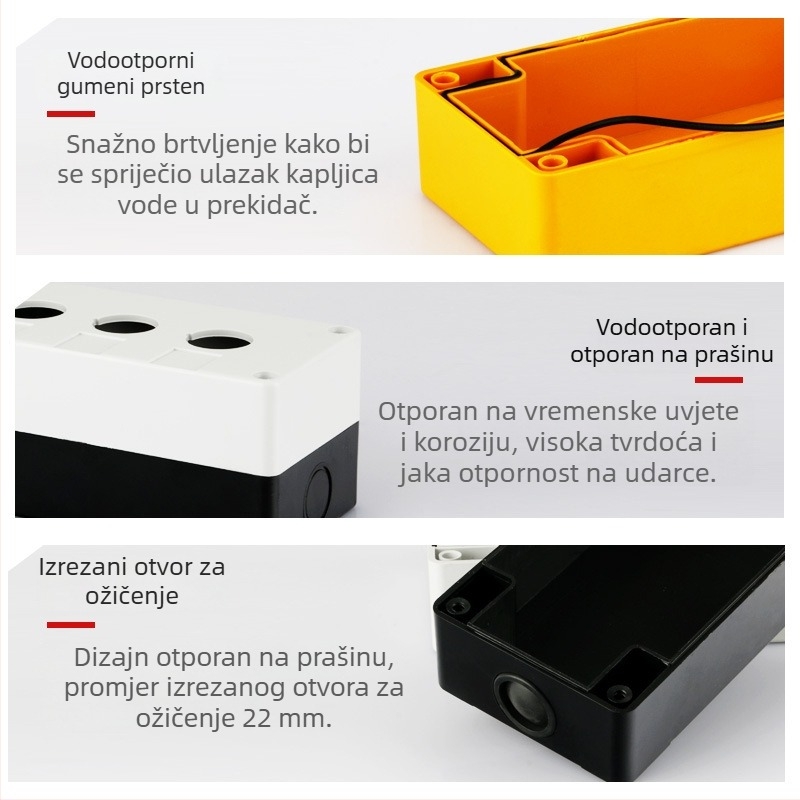 BX1 Kutija za upravljanje gumbom — Vodootporna kutija za industrijsku upotrebu, 22 mm, gumb za hitno zaustavljanje, otporna na prašinu, kutija prekidača s 12345 otvorima