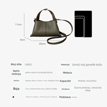 Mala torbica od prave kože, ljeto 2025, moderan stil za rame i crossbody, svestrana ženska torbica