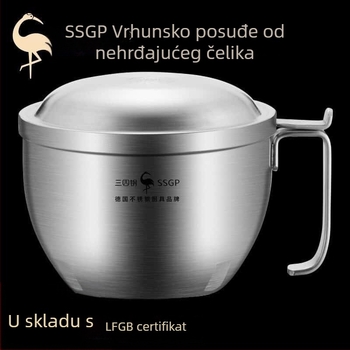SSGP 304 nehrđajući čelik – termoizolirana zdjela za rezance s poklopcem – velika kutija za obrok za studentski dom