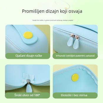 Vertikalna silikonska torbica za kozmetiku s pregradama, prenosiva, velika kapaciteta, elegantan dojam