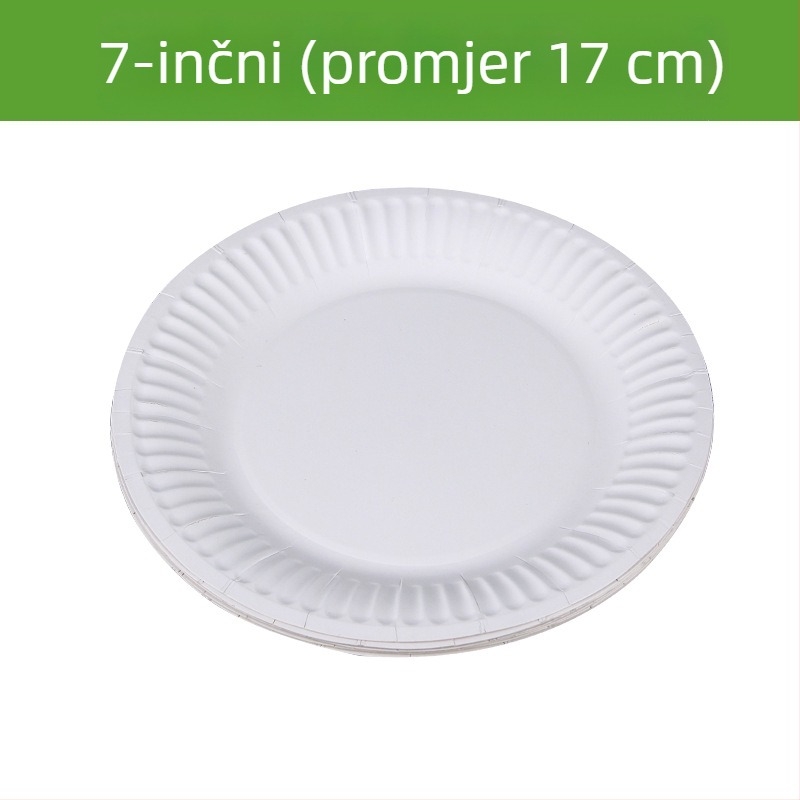 Jednokratne papirnate tanjure od biološki razgradive pulpe, debeli okrugli tanjuri za stol, tanjur za tortu, 6–9 inča (17–25 cm)