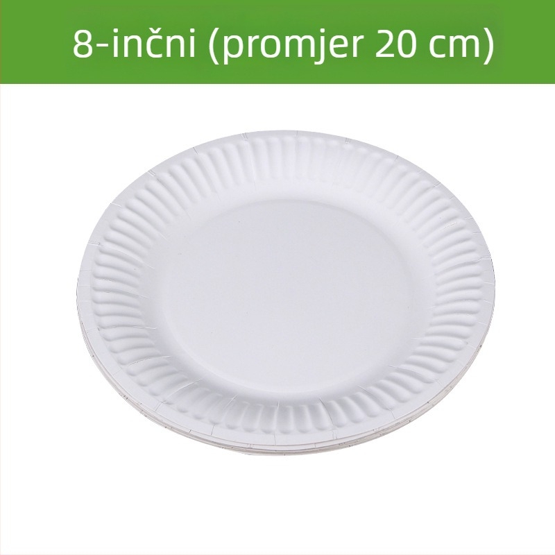 Jednokratne papirnate tanjure od biološki razgradive pulpe, debeli okrugli tanjuri za stol, tanjur za tortu, 6–9 inča (17–25 cm)