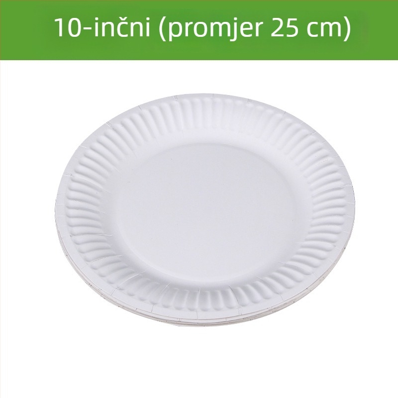 Jednokratne papirnate tanjure od biološki razgradive pulpe, debeli okrugli tanjuri za stol, tanjur za tortu, 6–9 inča (17–25 cm)