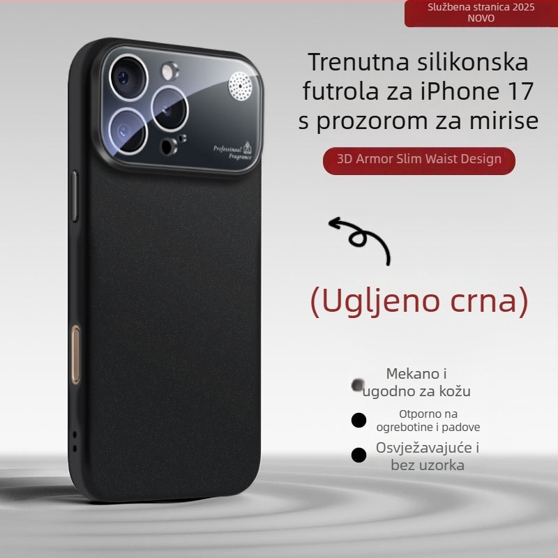 Kućište od tekućeg silikona za iPhone s velikim prozorom, zaštita od padova, otisci prstiju otporni, dizajn aromaterapije