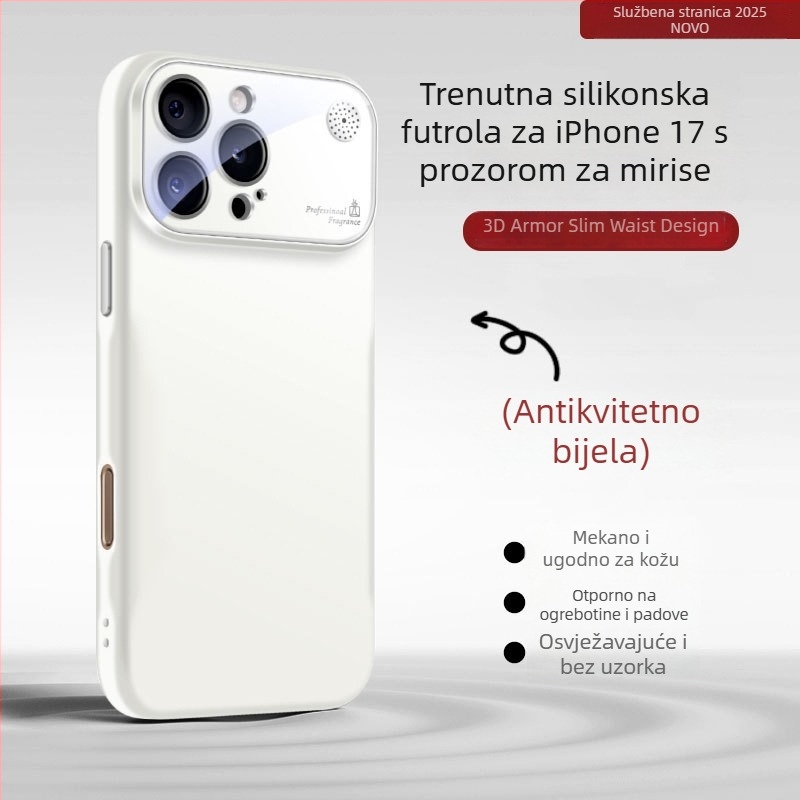 Kućište od tekućeg silikona za iPhone s velikim prozorom, zaštita od padova, otisci prstiju otporni, dizajn aromaterapije