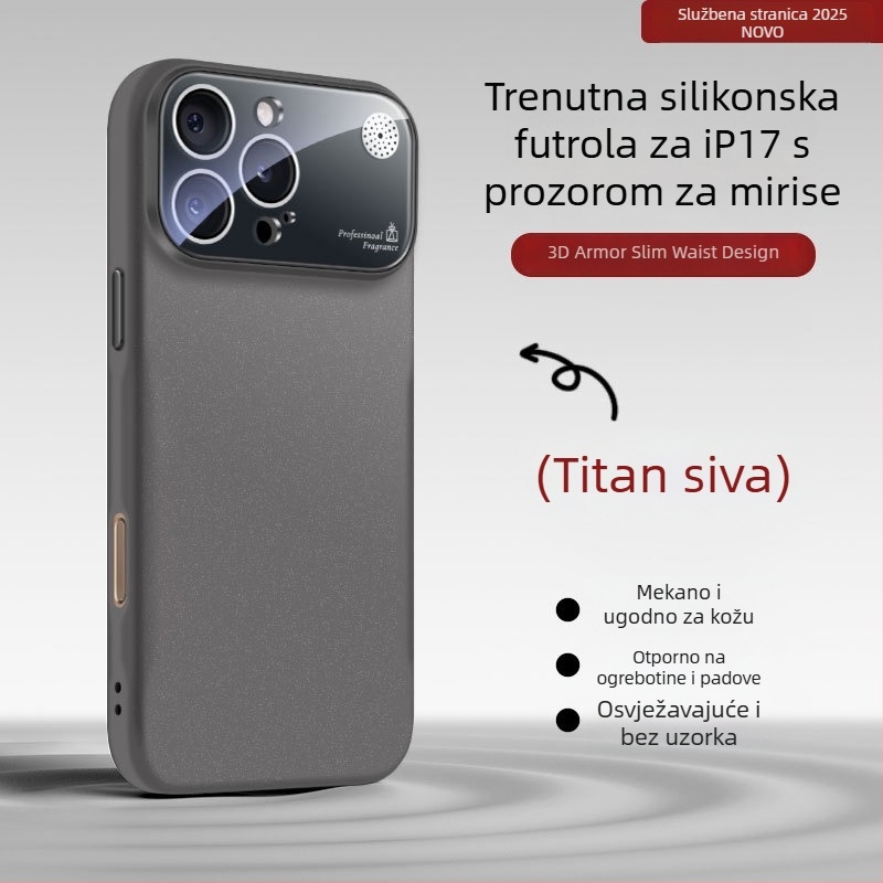 Kućište od tekućeg silikona za iPhone s velikim prozorom, zaštita od padova, otisci prstiju otporni, dizajn aromaterapije