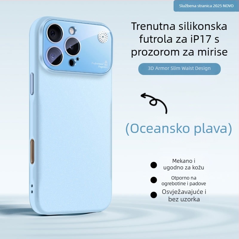 Kućište od tekućeg silikona za iPhone s velikim prozorom, zaštita od padova, otisci prstiju otporni, dizajn aromaterapije