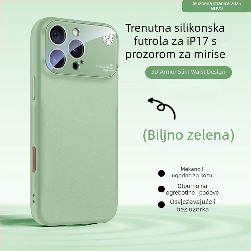 Kućište od tekućeg silikona za iPhone s velikim prozorom, zaštita od padova, otisci prstiju otporni, dizajn aromaterapije