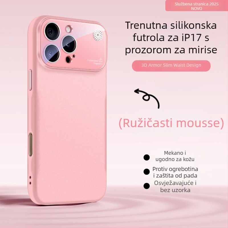 Kućište od tekućeg silikona za iPhone s velikim prozorom, zaštita od padova, otisci prstiju otporni, dizajn aromaterapije