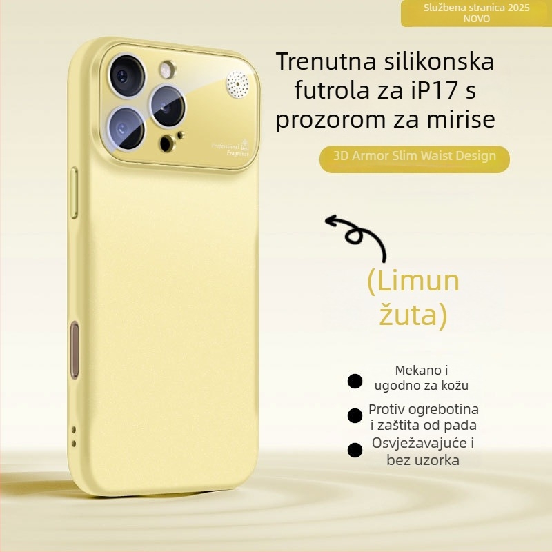 Kućište od tekućeg silikona za iPhone s velikim prozorom, zaštita od padova, otisci prstiju otporni, dizajn aromaterapije