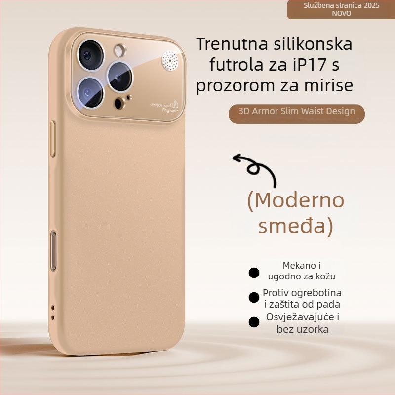 Kućište od tekućeg silikona za iPhone s velikim prozorom, zaštita od padova, otisci prstiju otporni, dizajn aromaterapije