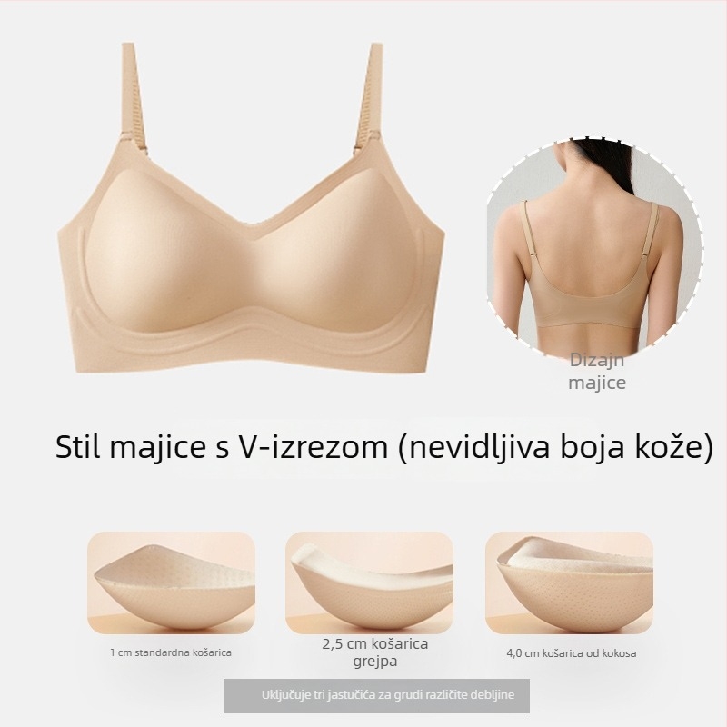 Bezšivni grudnjak s nevidljivim leđima, push-up učinak, vizualno povećava male grudi, sprječava opuštanje
