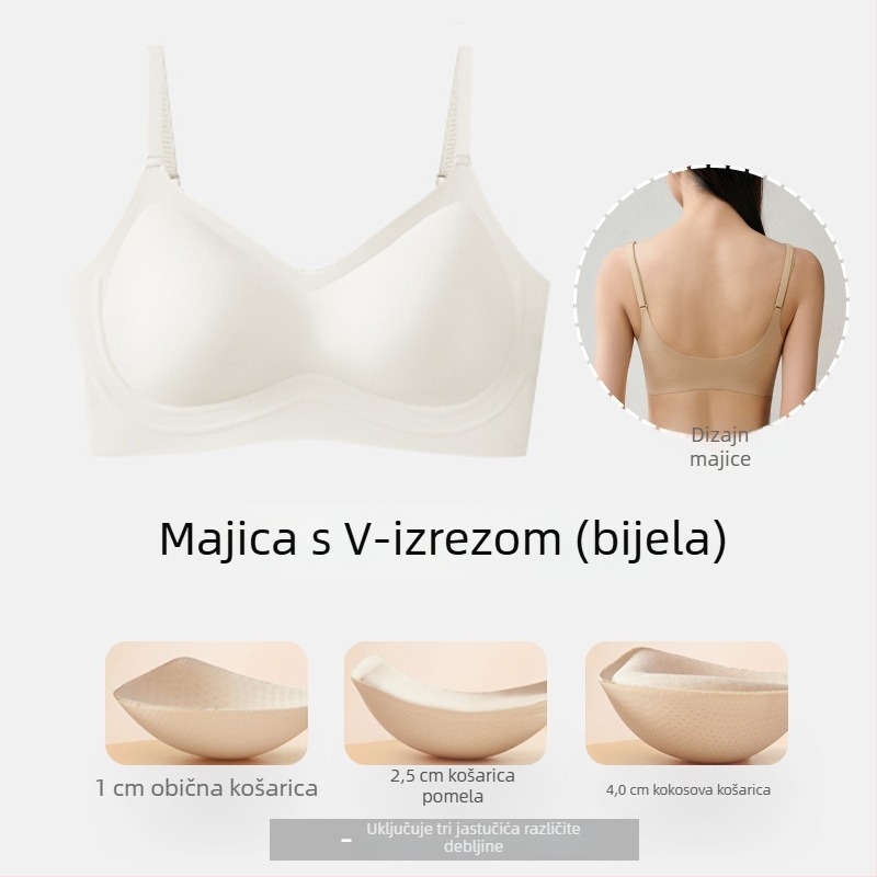 Bezšivni grudnjak s nevidljivim leđima, push-up učinak, vizualno povećava male grudi, sprječava opuštanje