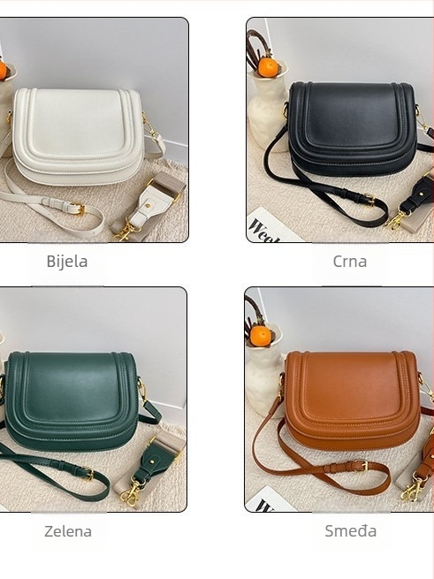 Ženska torba preko ramena sa širokim remenom, kompaktna kvadratna crossbody torba za svakodnevnu upotrebu