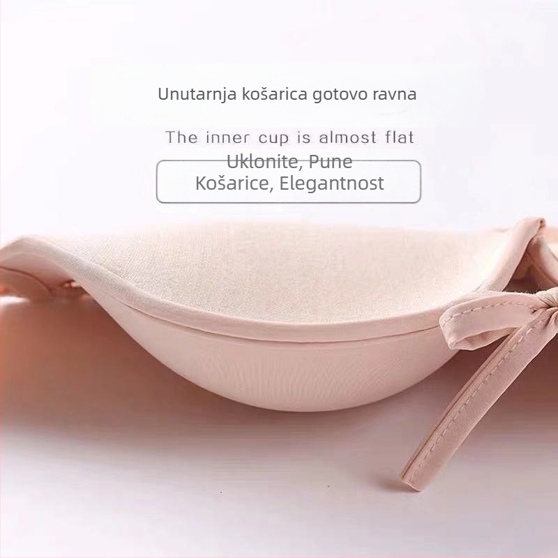 Grudnjak bez naramenica, push-up, otporan na klizanje, nevidljiv ispod odjeće, za malu A kupu, debele oblikovane košarice, stražnje zatvaranje s tri reda kopči