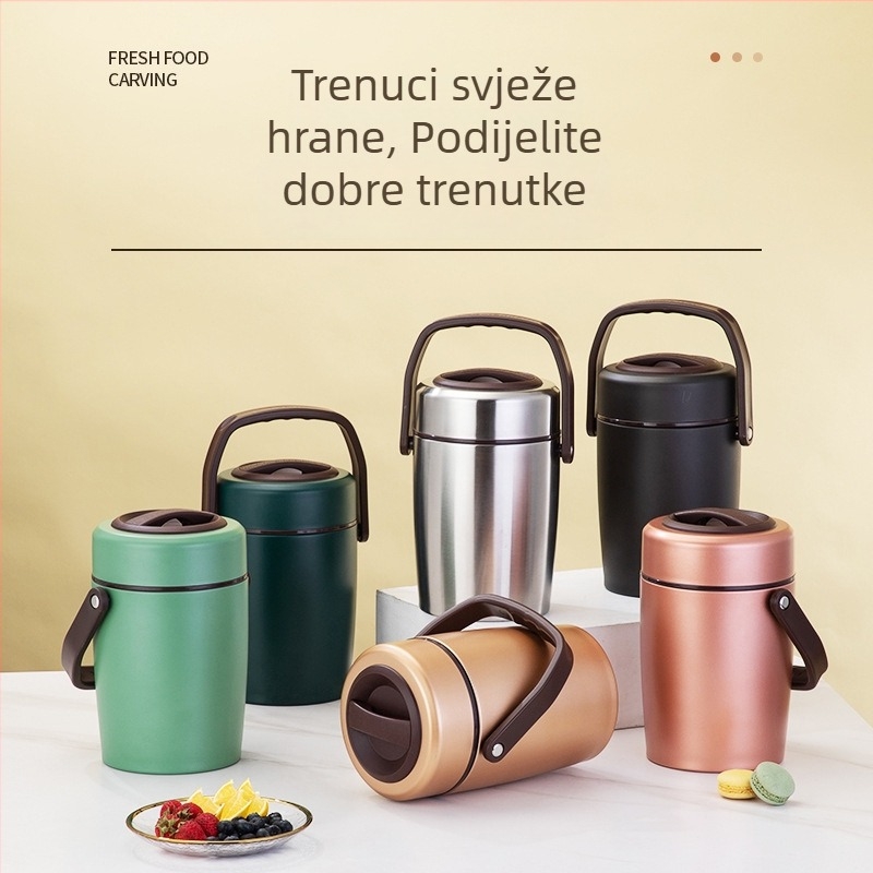 Izolirana kutija za hranu od nehrđajućeg čelika 304, dvostruki zid, velik kapacitet, prenosna