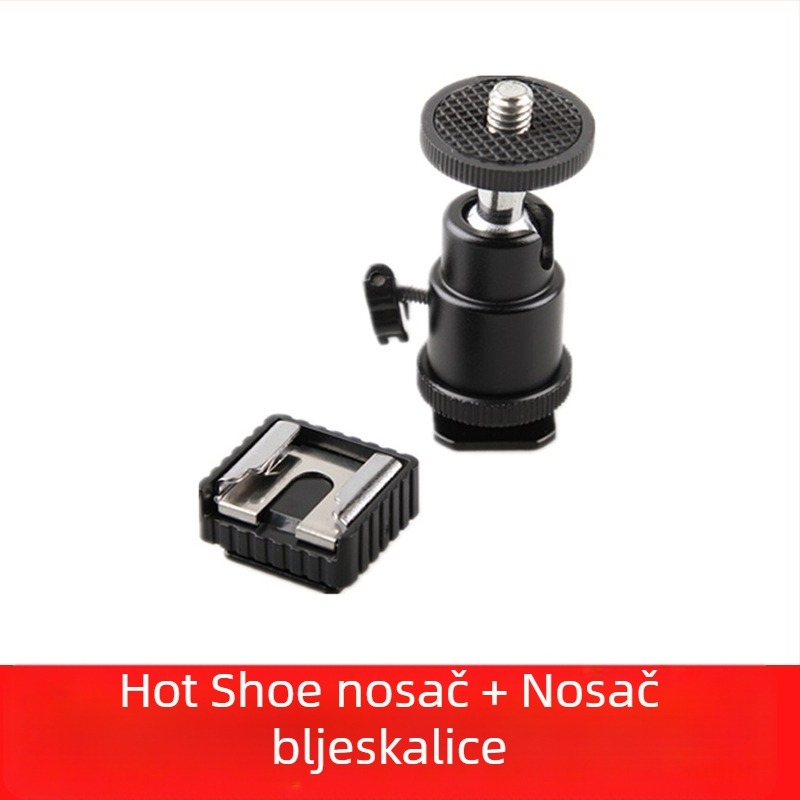 Metalni stabilizator za telefon s hot shoe, univerzalna kuglična glava i klip u obliku slova E, 360°