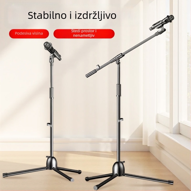 Profesionalni tripod za mobilni telefon za livestream, s podesivom visinom i podnim nosačem za mikrofon