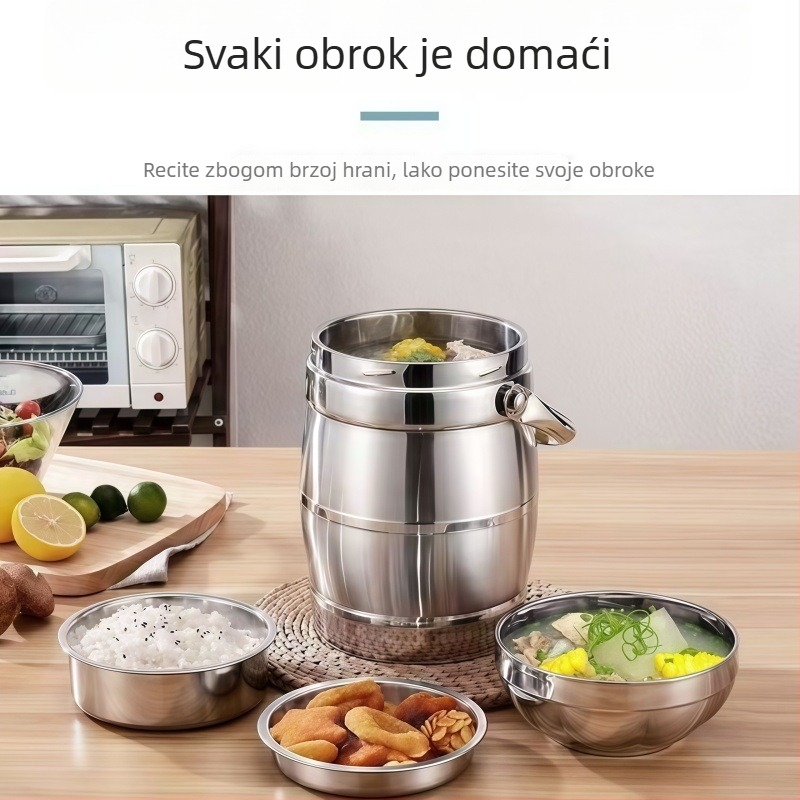 Izolirana kutija za ručak od 304 nehrđajućeg čelika, višeslojna, s nosnim košem Tg77