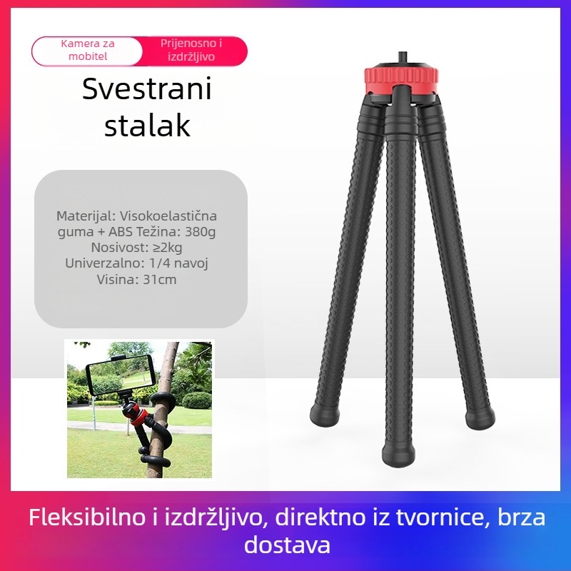 Tantu Black Diamond Octopus tripod za mobilne telefone i DSLR, s kugličnom glavom, duljina 30 cm, težina 0,38 kg, nosivost do 2 kg
