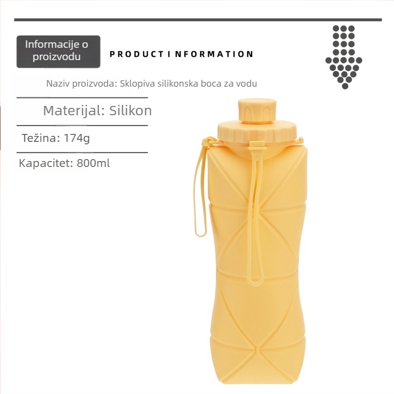 Silikonska sklopiva boca za vodu, 800 ml, prijenosna za vanjske sportove i vožnju biciklom